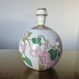 Ceramic ball lamp, with floral decoration, 70s, signed