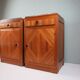 Art Deco bedside tables in oak with an inlaid marble top.