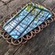 Wooden mirror imitation rattan 60s - 43x31cm