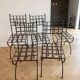 Set of 5 black metal industrial style garden chairs.