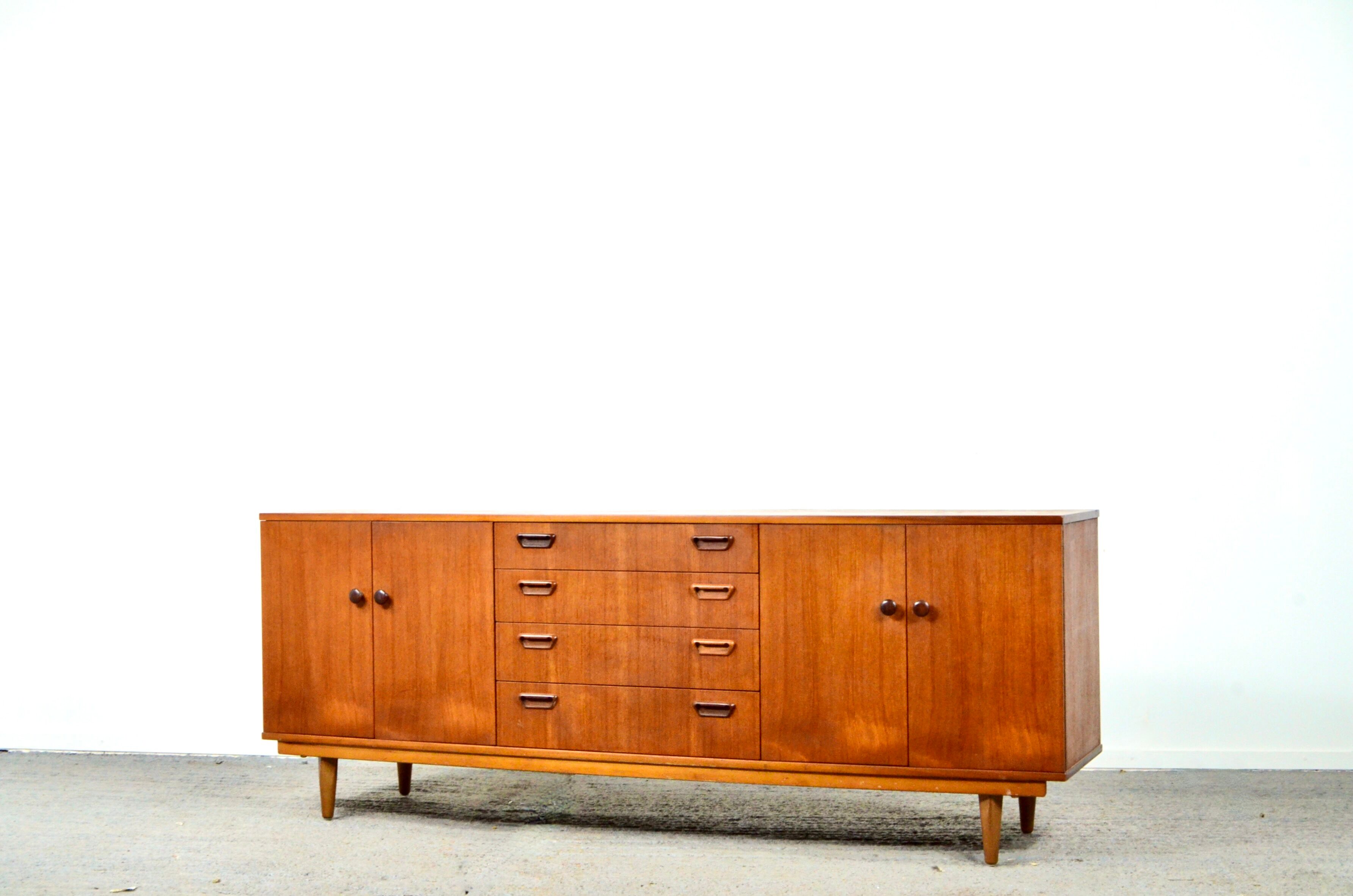 Midcentury tigerwood sideboard / long john. vintage modern / danish / retro / scandinavian style.