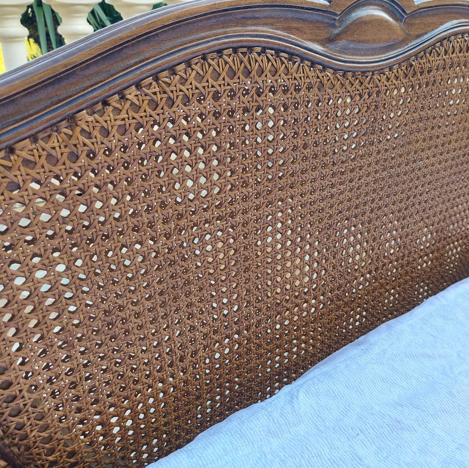 Louis XV style double cane basket bed, mid-20th century