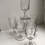 set of 7 glasses with molded glass stems old early twentieth century