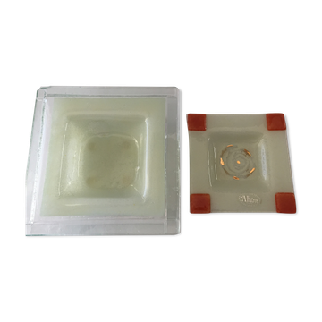Ashtray & pocket trays melted glass from murano "albatross" venezia italy
