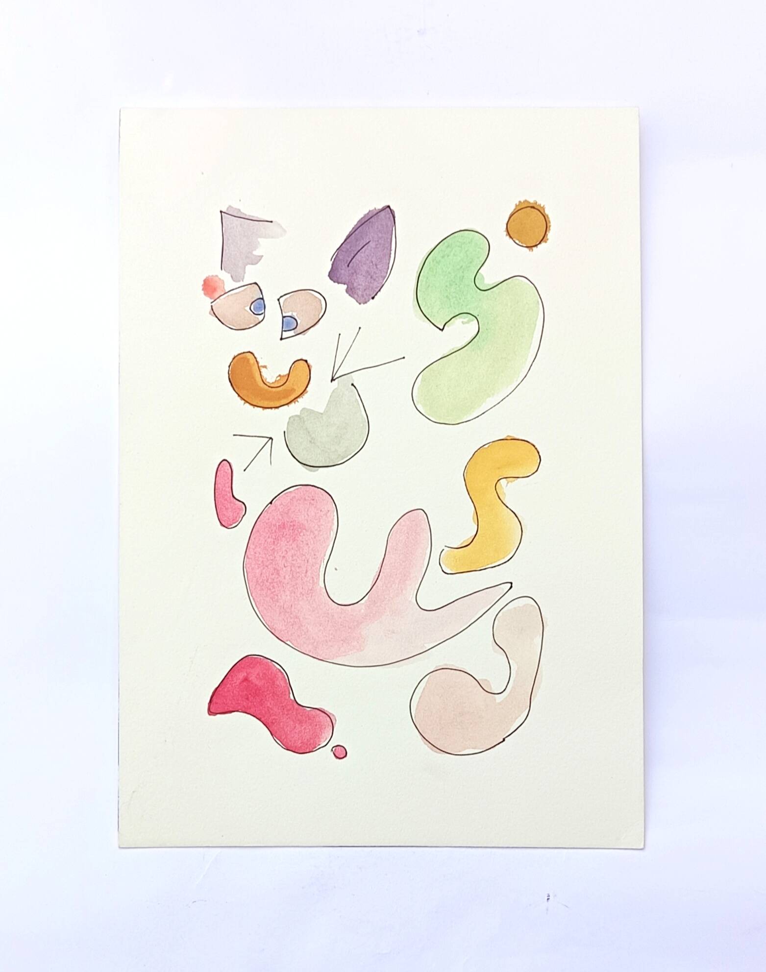 Original abstract painting – coloured organic shapes