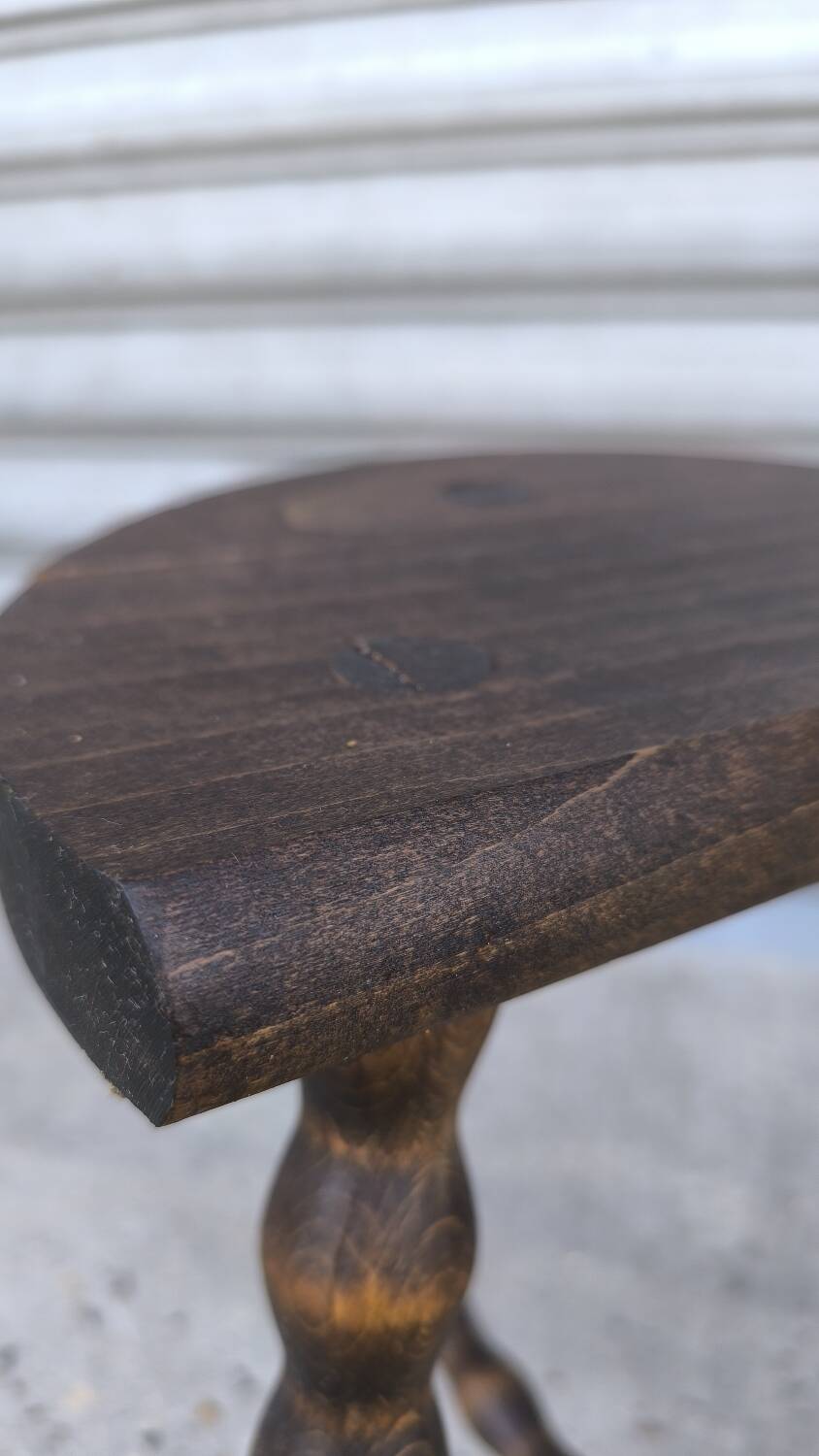 Turned wooden tripod stool