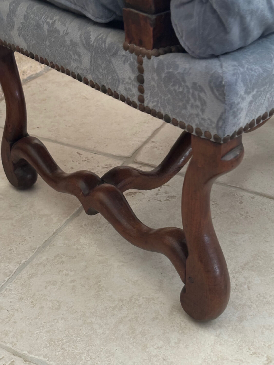 Pair of walnut armchairs - legs in sheep bone Louis XIII