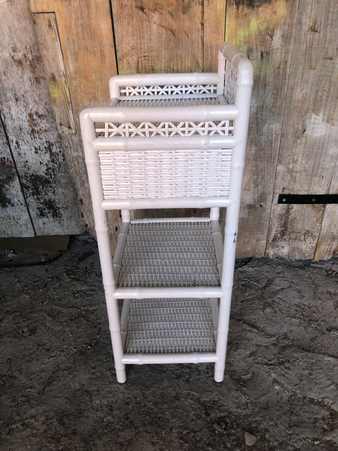 Lot 3 meubles commodes rotin blanc vintage