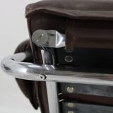 1950s Pair of Tubular Armchairs in Leather, Czechoslovakia