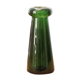 Vase en verre vert, verre soufflé bullé, vintage