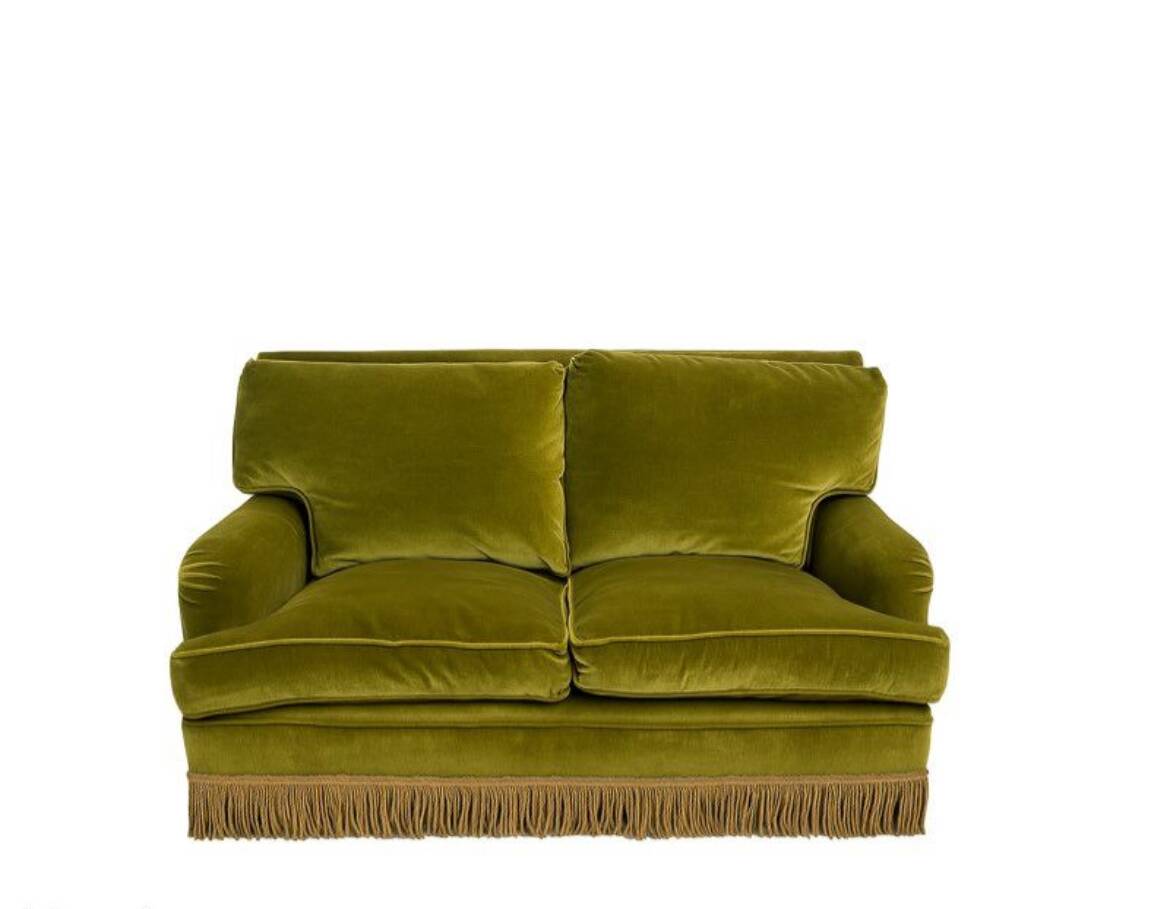 Canapé crapaud vintage 2/3 places velours vert kaki