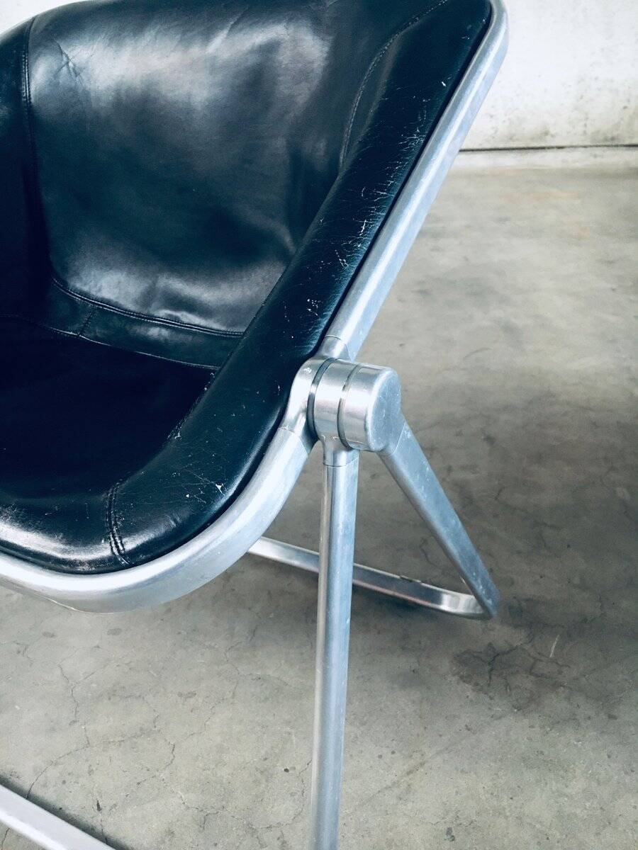 Plona Leather Side Chair by Giancarlo Piretti for Castelli, 1970s