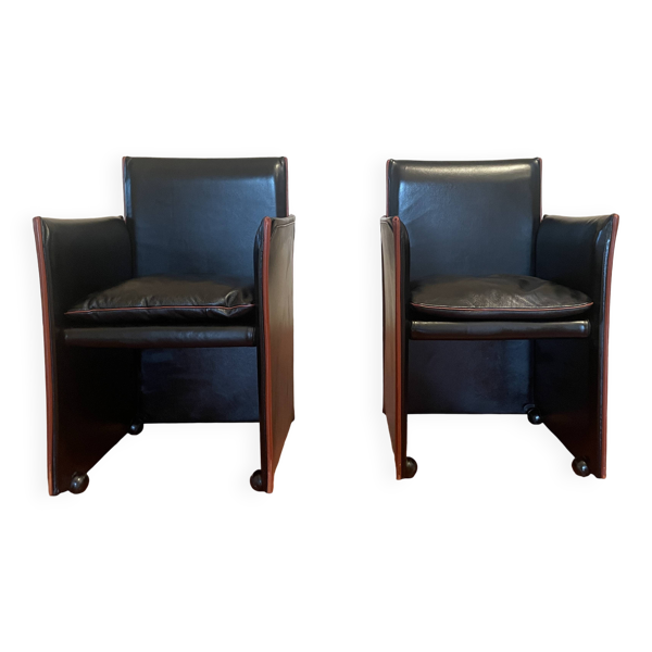 Mario Bellini- paire de fauteuils en cuir BREAK 401 pour CASSINA