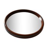 Miroir scandinave rond années 70 plastique marron Finnmirror made in Finland