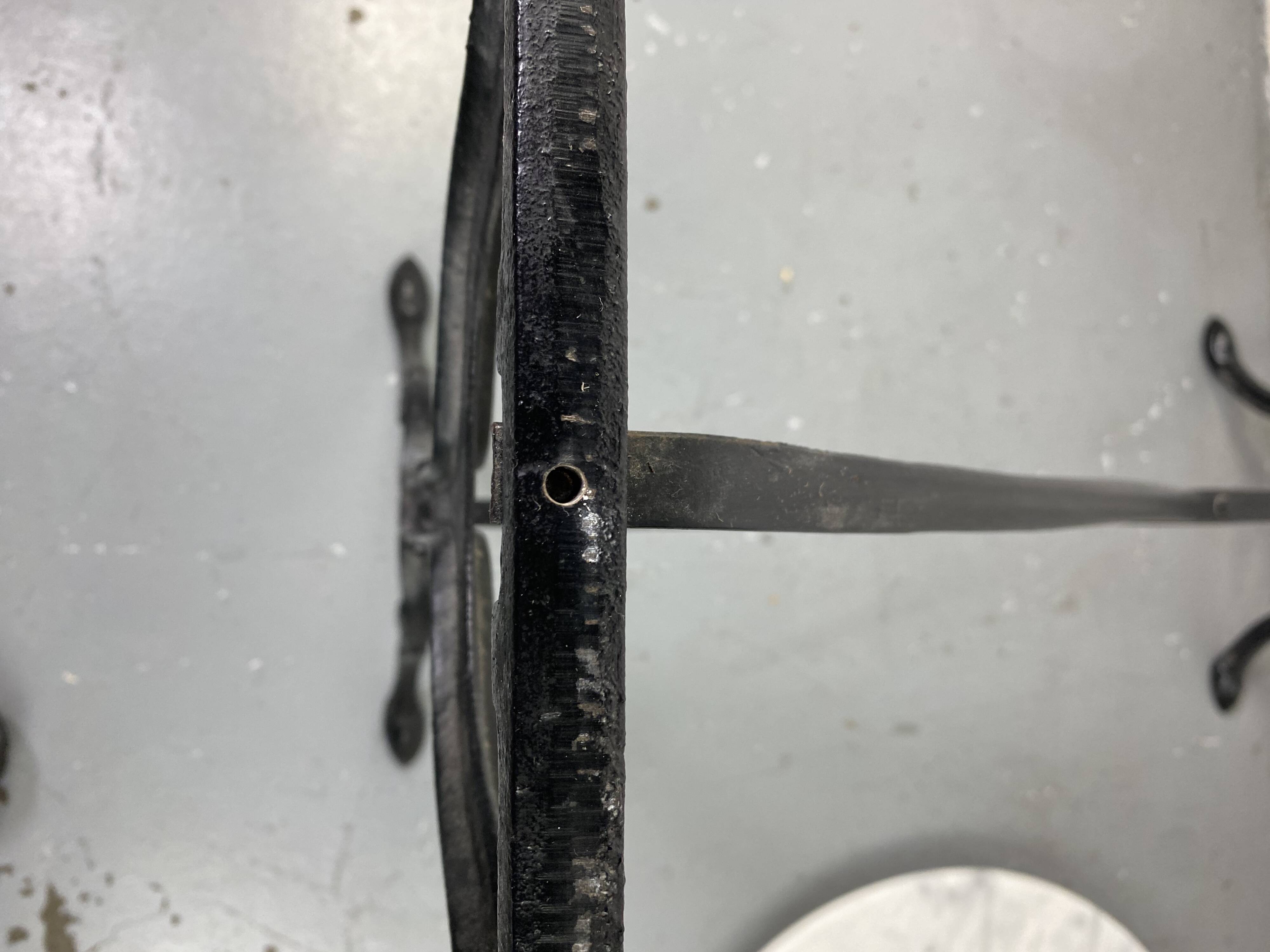 Marble and wrought iron bistro table