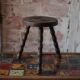 Vintage stool, tripod stool, occasional stool, wooden plant stand, side table, interior decoration.