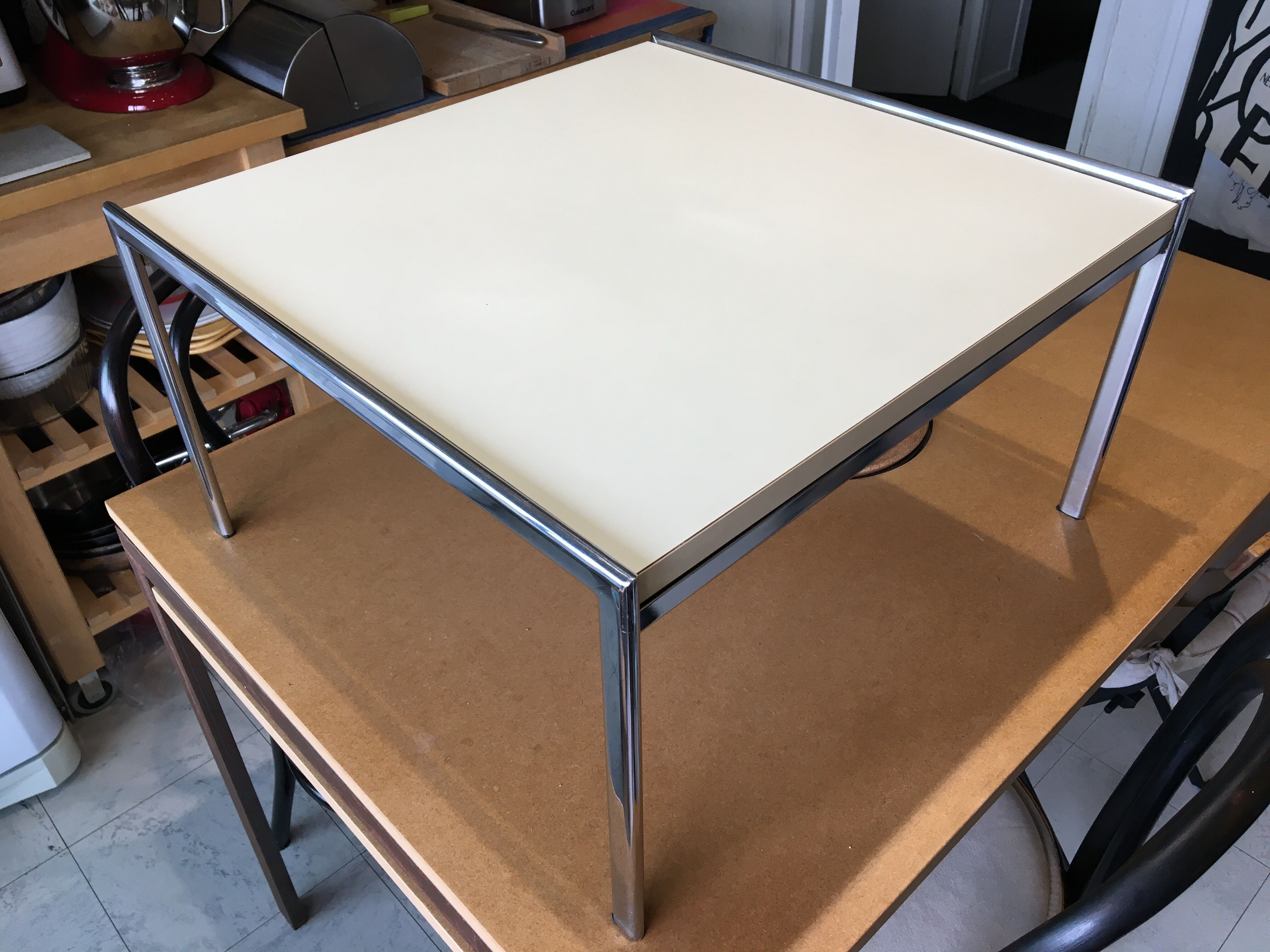 Vintage 80s chrome coffee table