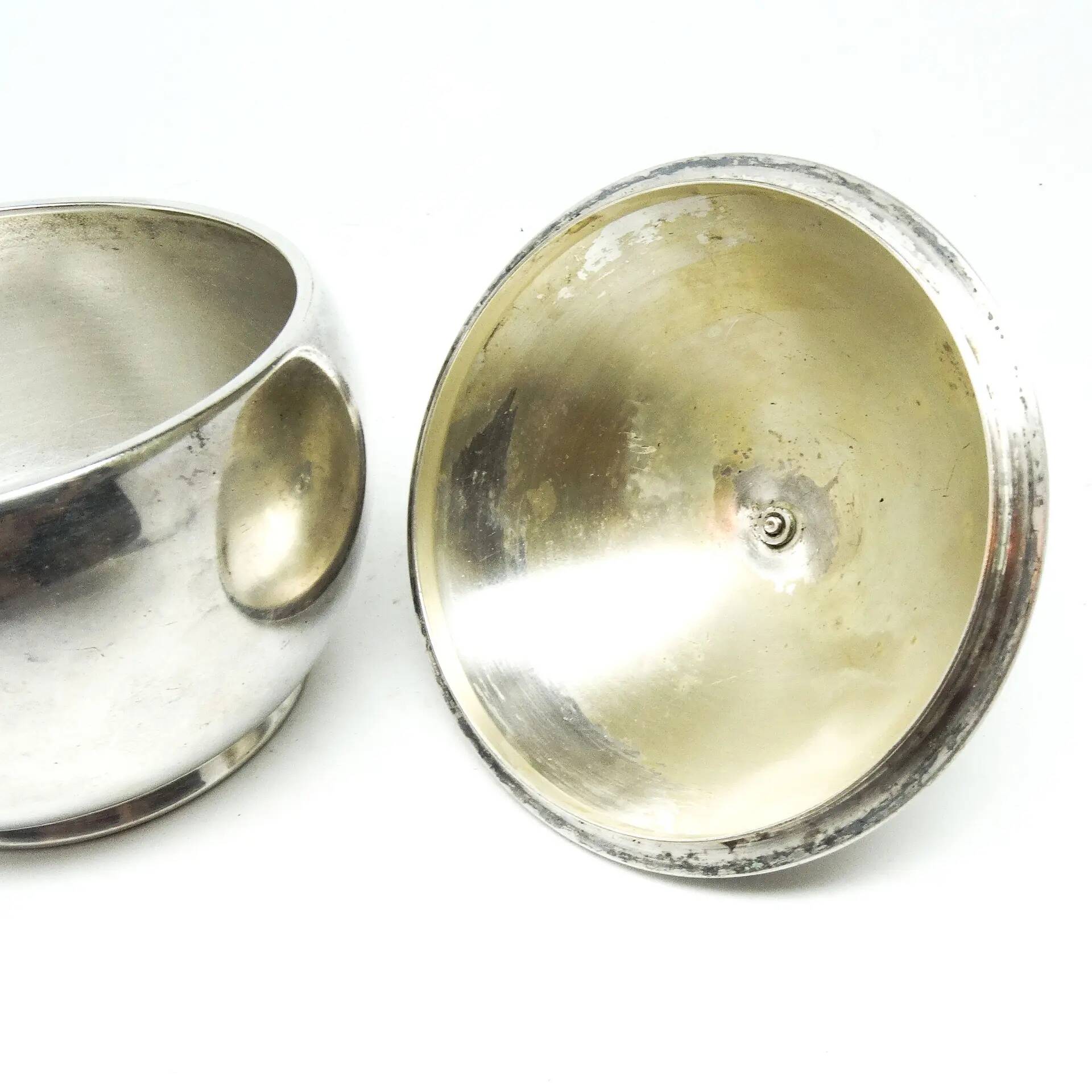 Art Deco sugar bowl, silver-plated brass, WMF, Poland, 1930s