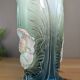 Gustav de Bruyn Fives Art Nouveau Floral Vase Green Pink Barbotine 20cm Numbered