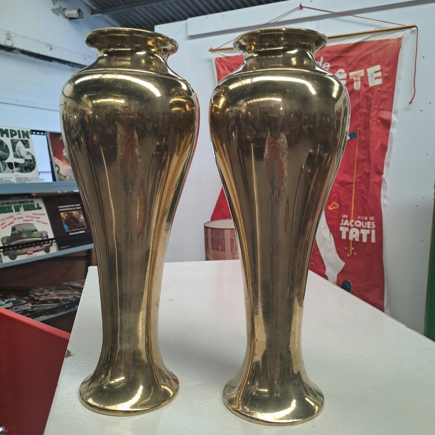 Pair of Indochina brass soap bubble blower vases