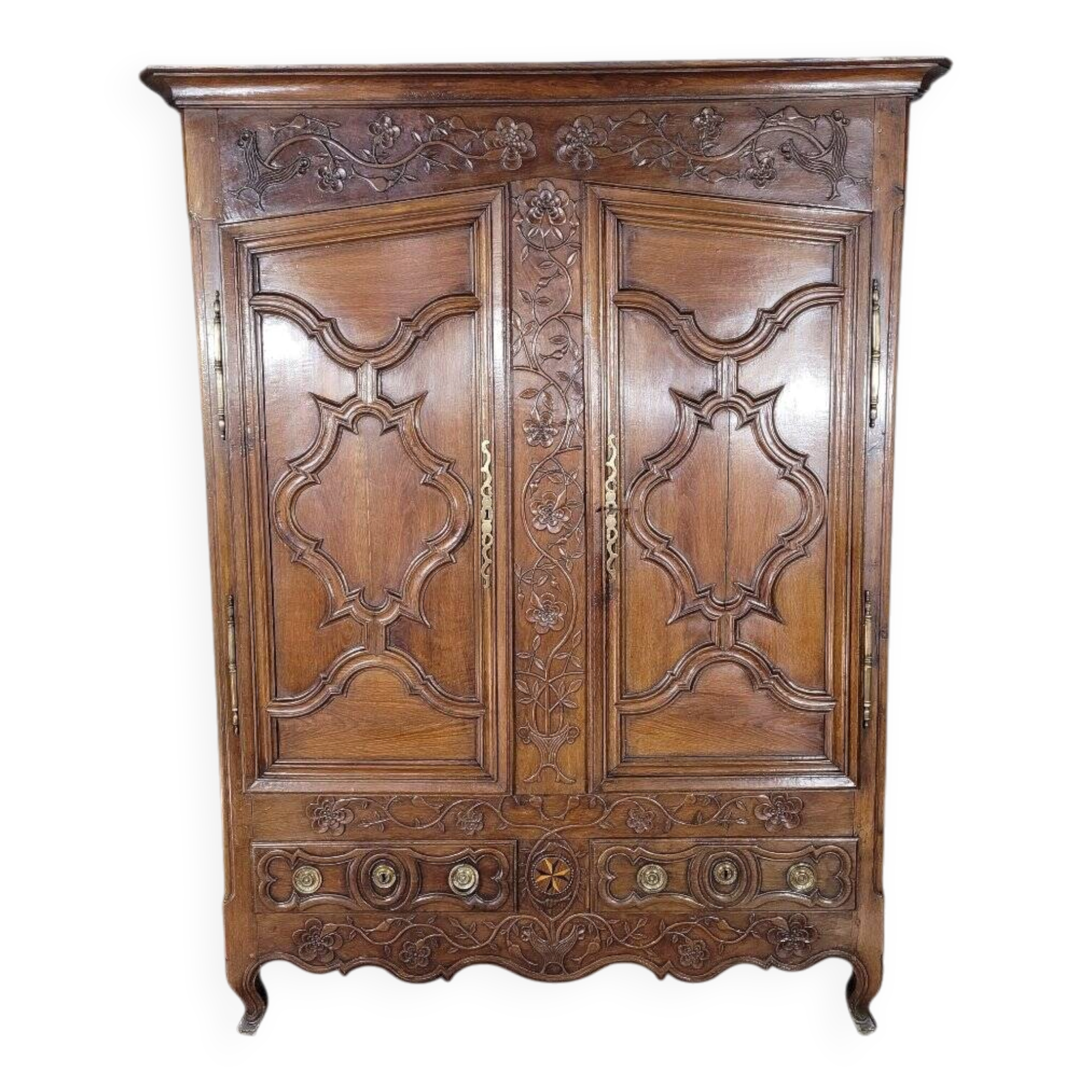 Louis XV carved oak wardrobe