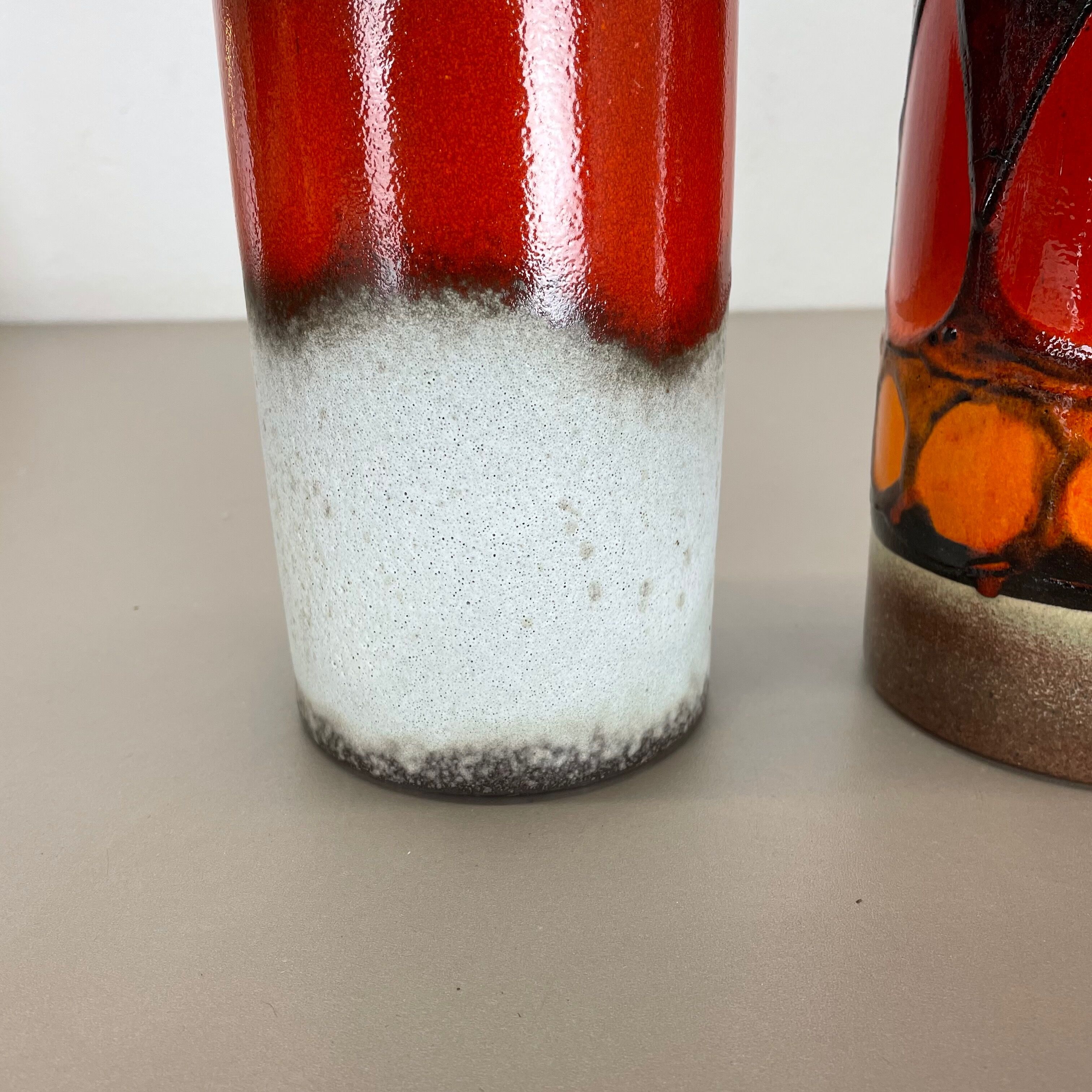 Set of 4 vintage pottery fat lava vases made by Scheurich, Germany, 1970s