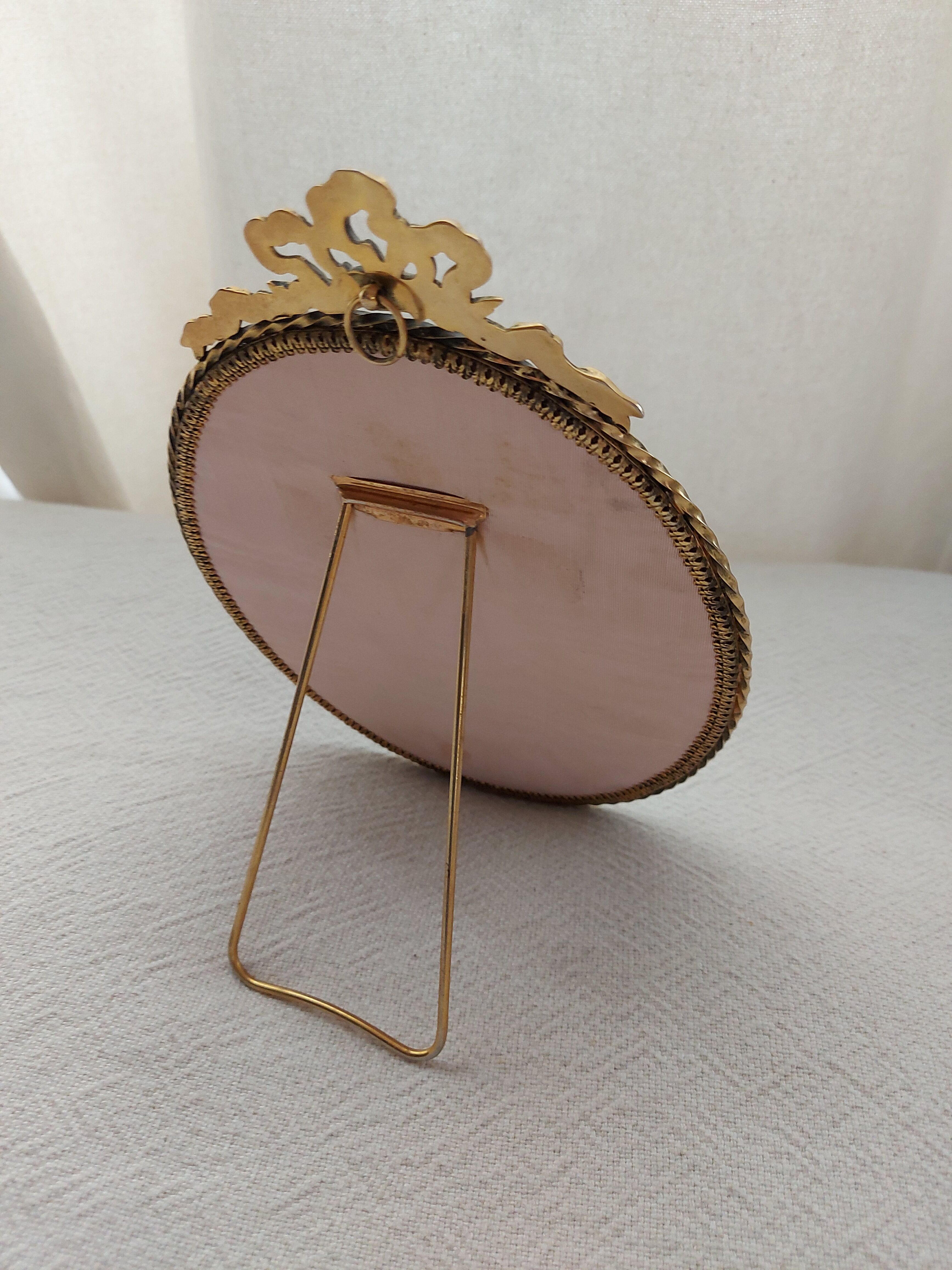 Miroir biseauté en laiton doré vintage -17x23cm