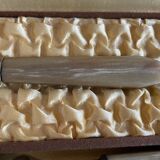 Set of 12 dessert forks and pie server in brown case