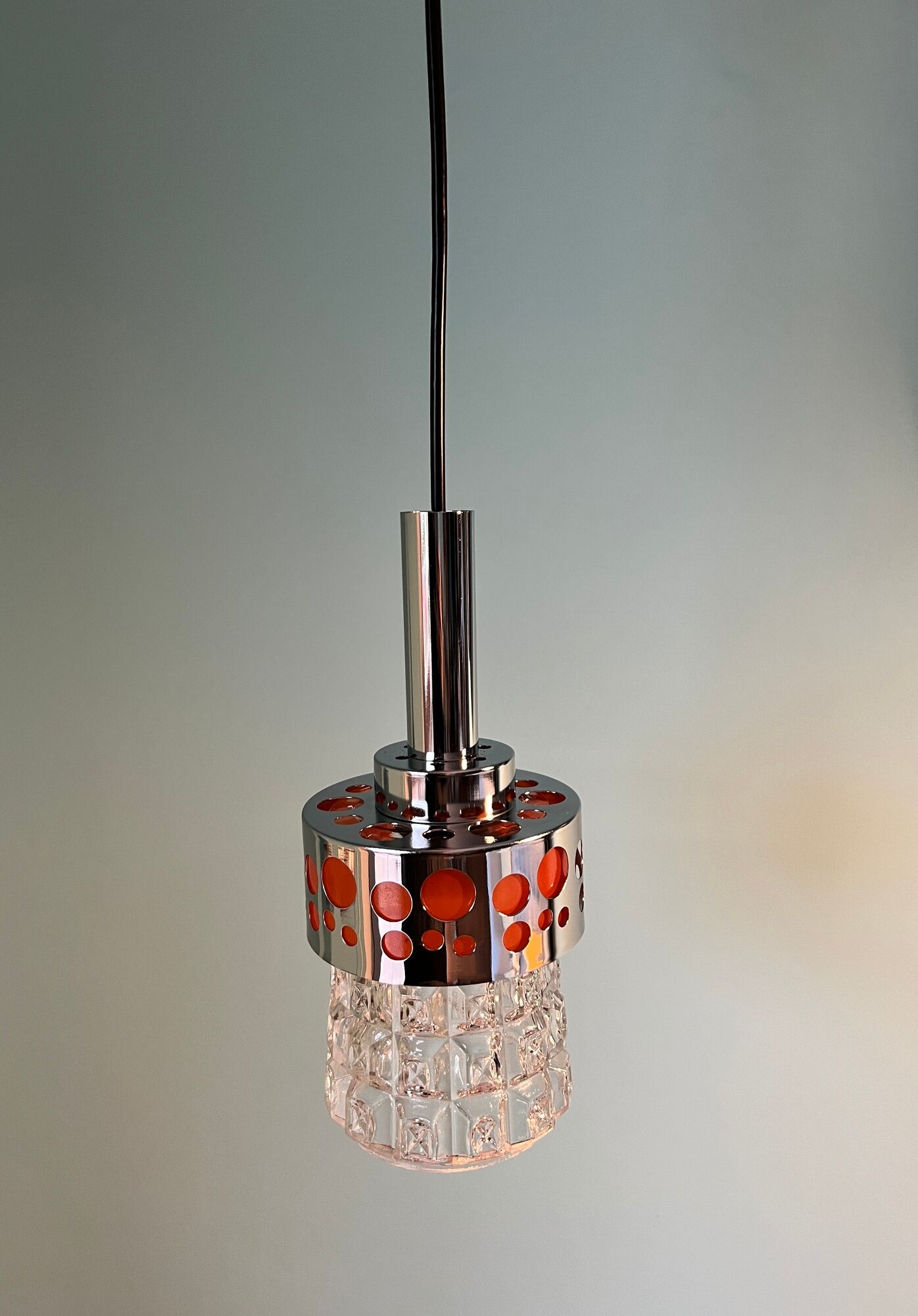 Art deco lamp / glass shade from the 1960s / ceiling pendant lamp for home decor