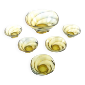 Ensemble de bols à salade Wir, style mid-century modern, en verre pressé ambre-jaune, Ząbkowice, Pologne, années 1970.