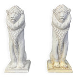 Pair of Renaissance style terracotta lion sculptures, 1950s
