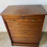 Industrial furniture notary binder with vintage American curtain 1940s