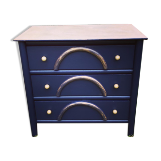 Chest of drawers 3 drawers in restyled wood