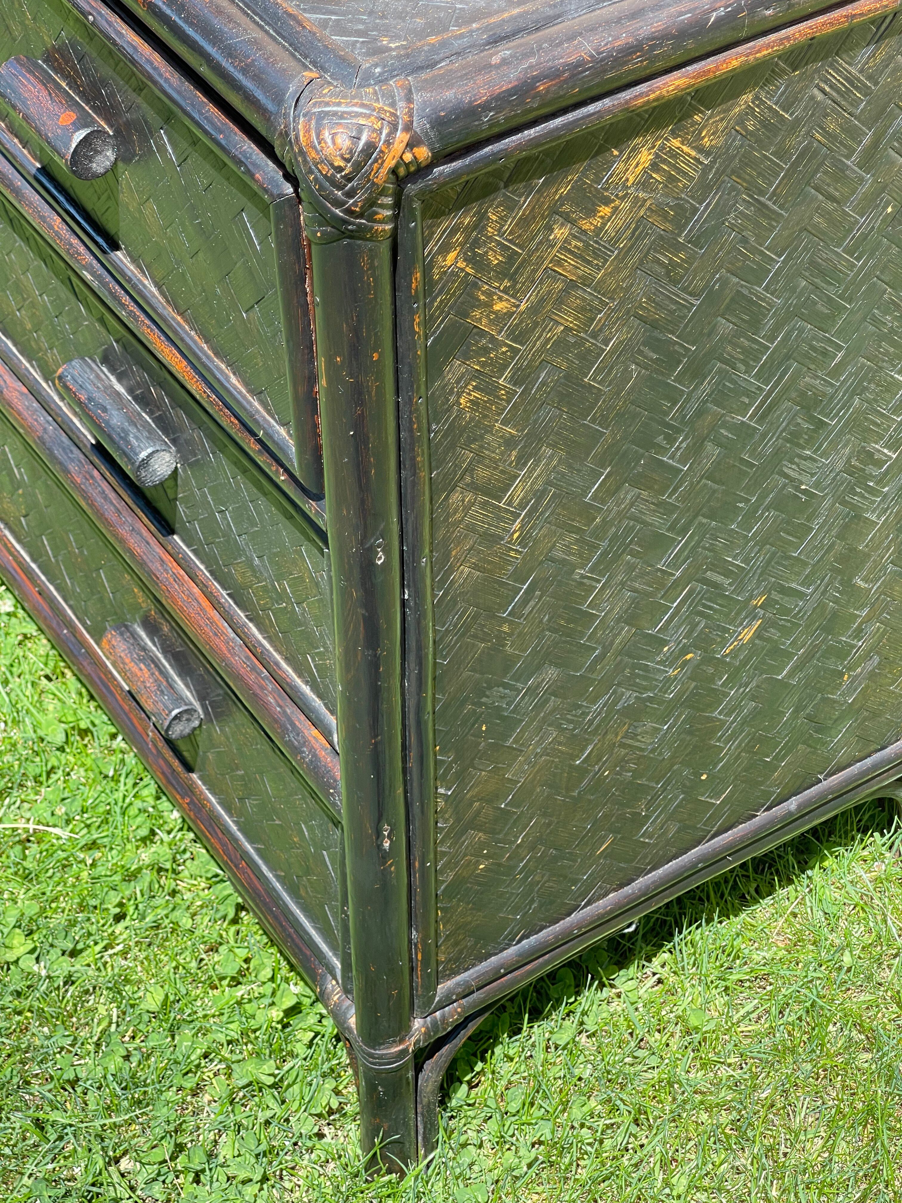 Vintage rattan chest of drawers
