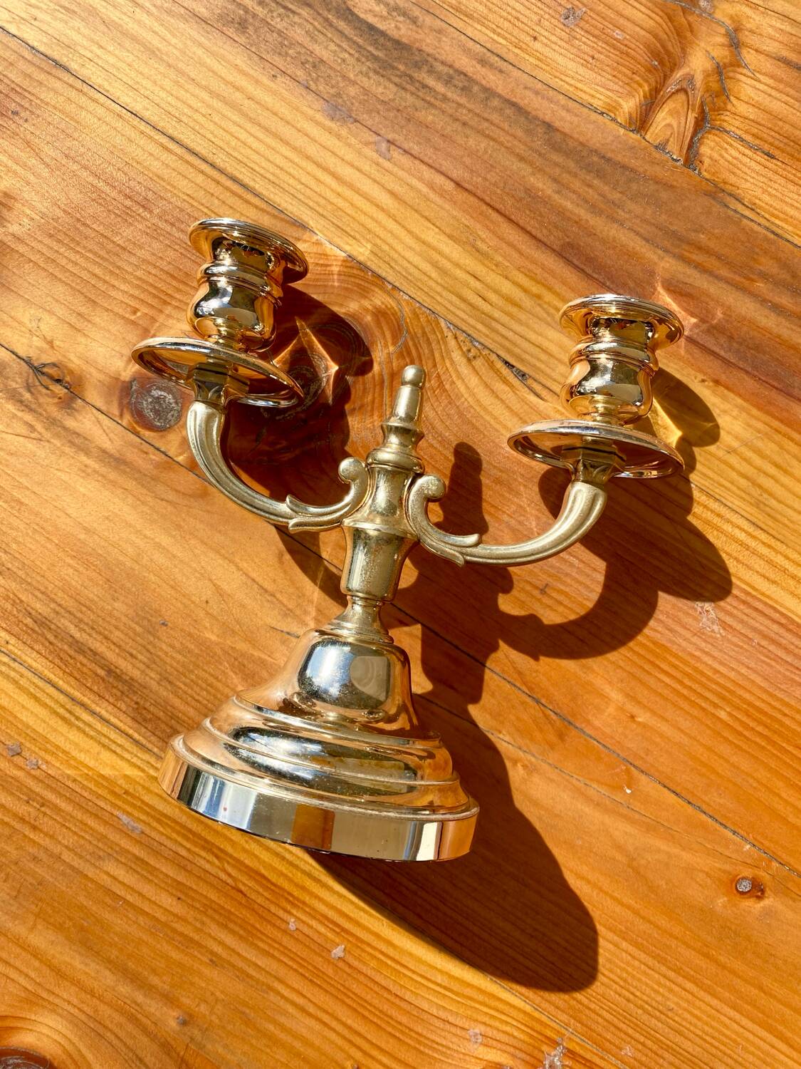 Double silver metal candlestick