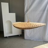 Rattan suspension or shade in the shape of a braided undulating circular tray d:80