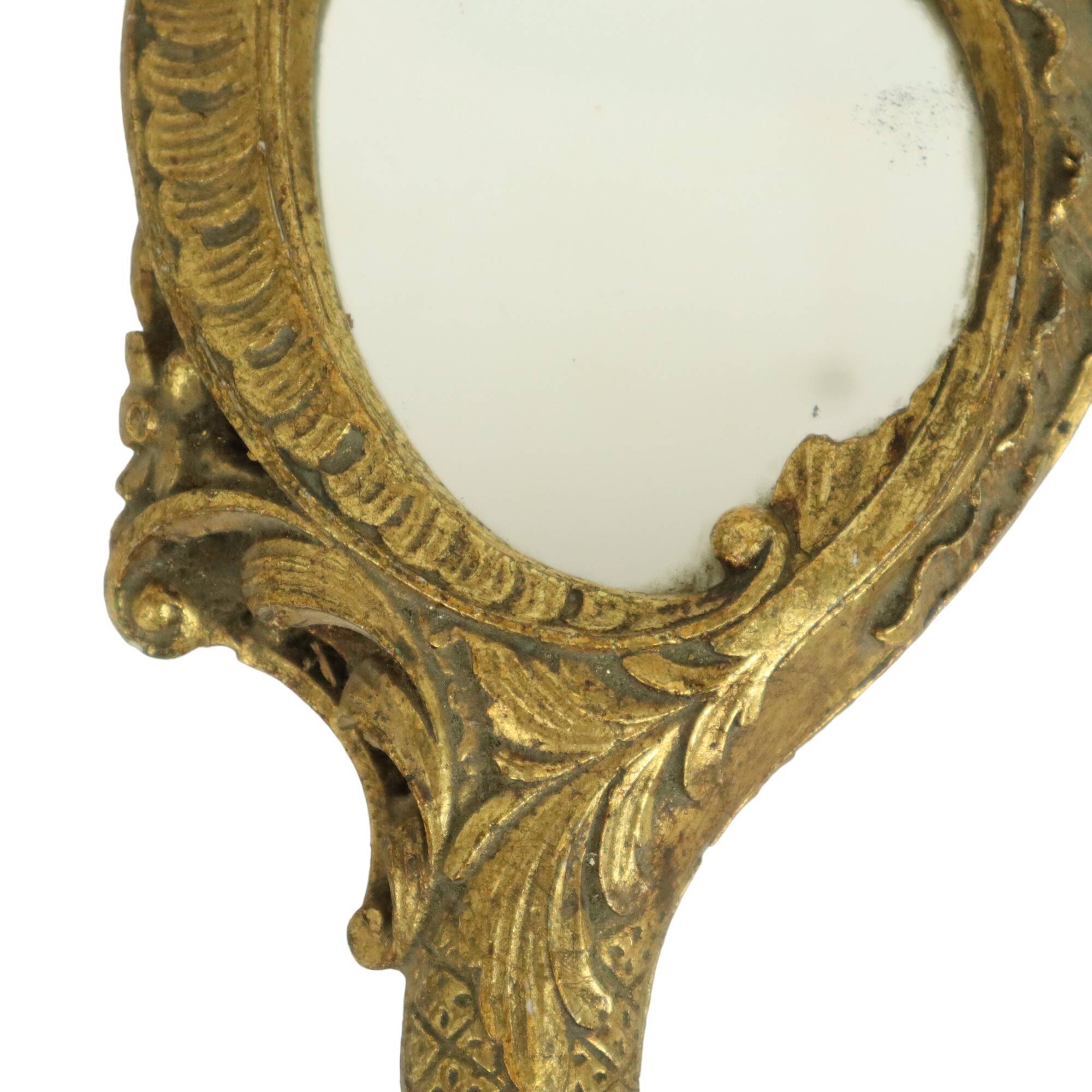 Old Gold Hand Mirror Make Up Mirror Classic Baroque Style