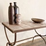 Ceramic and wrought iron coffee table