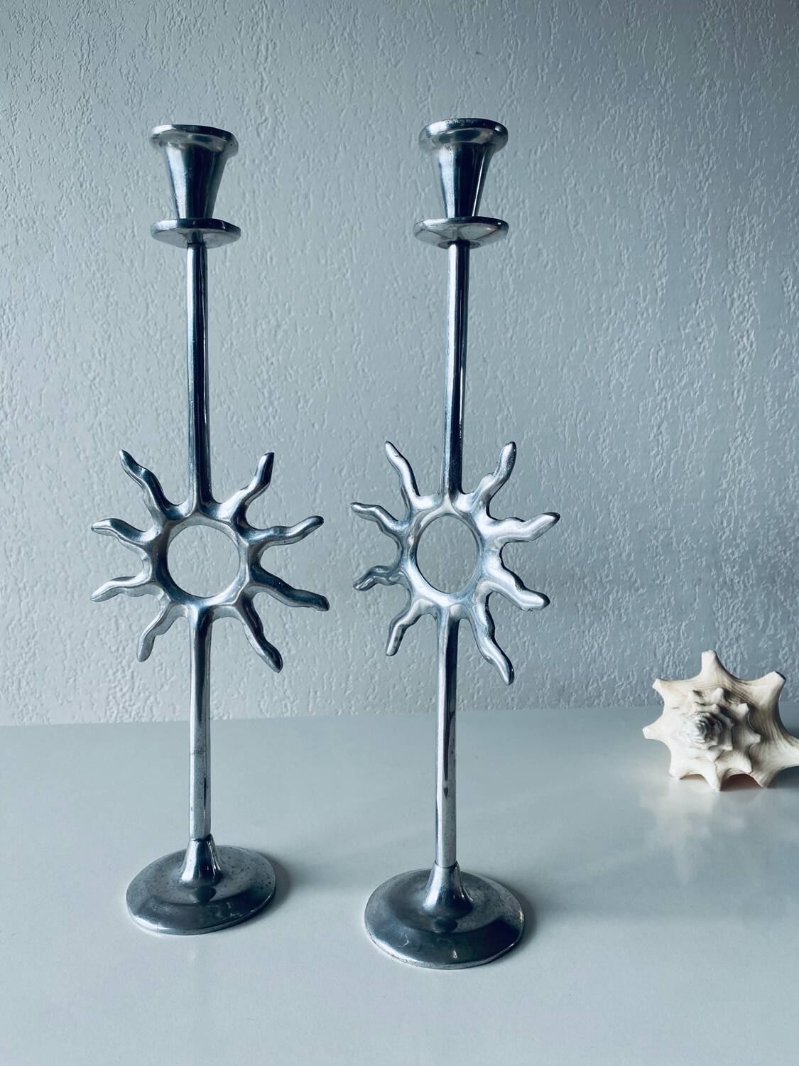 Pair of sun candle holders
