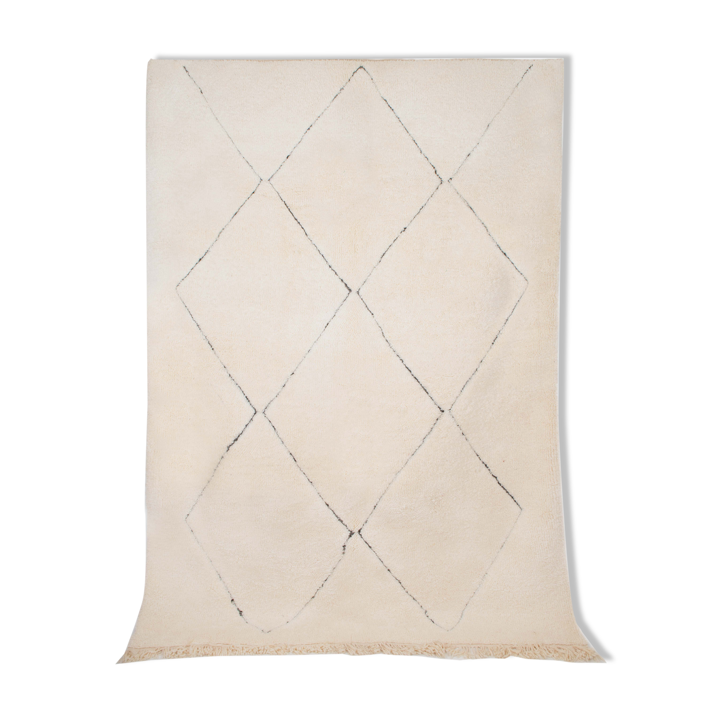 Berber carpet beni ouarain ecru with black lines 304 x 216 cm