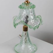 Vintage Murano glass table lamp – delicate green glass with a wavy shape – Italy 1980s – elegant decor, bedside lamp, gift idea
