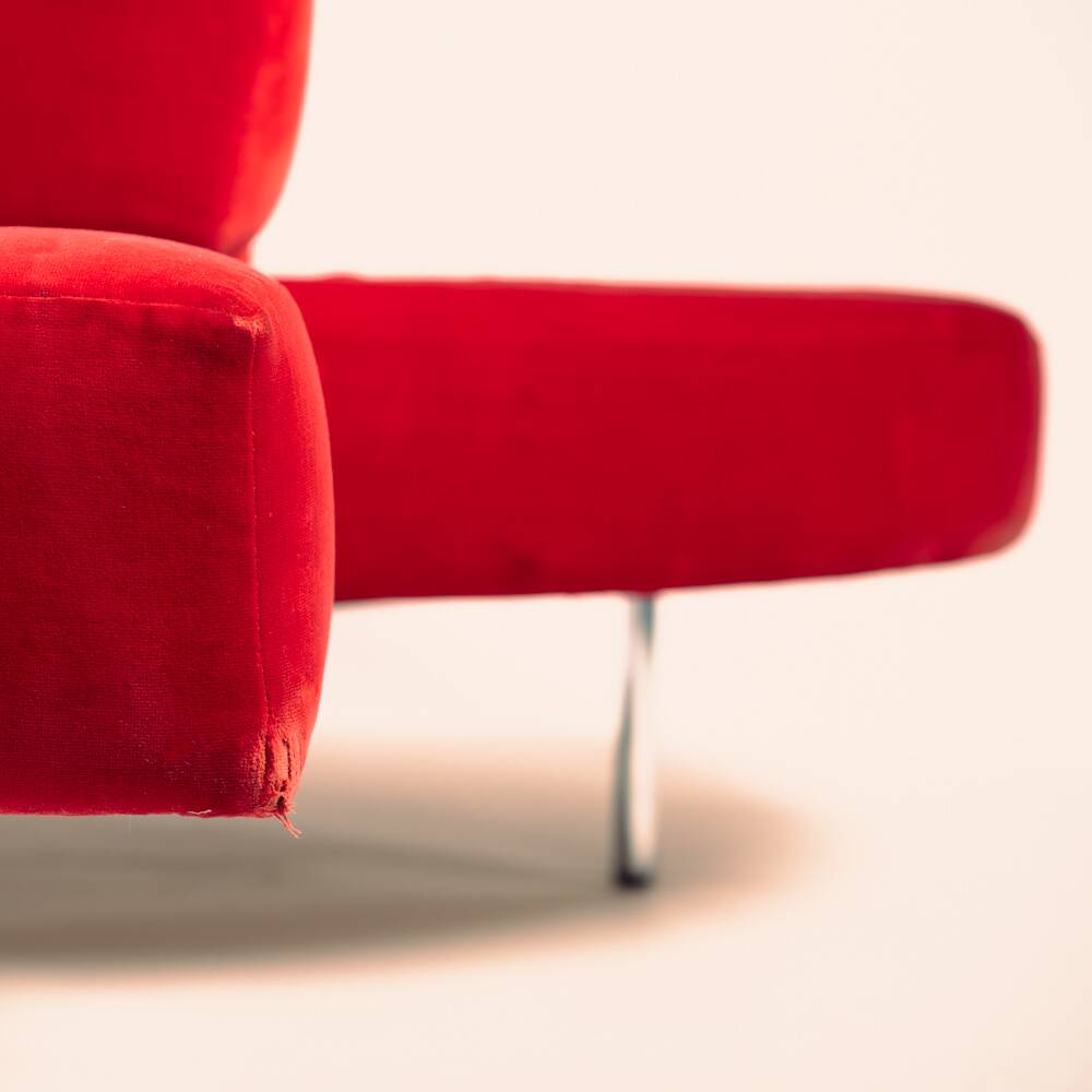 Red velvet Tatlin Sofa by Edra Italy