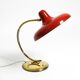 Beautiful large Mid Century Modern brass table lamp with red metal shade