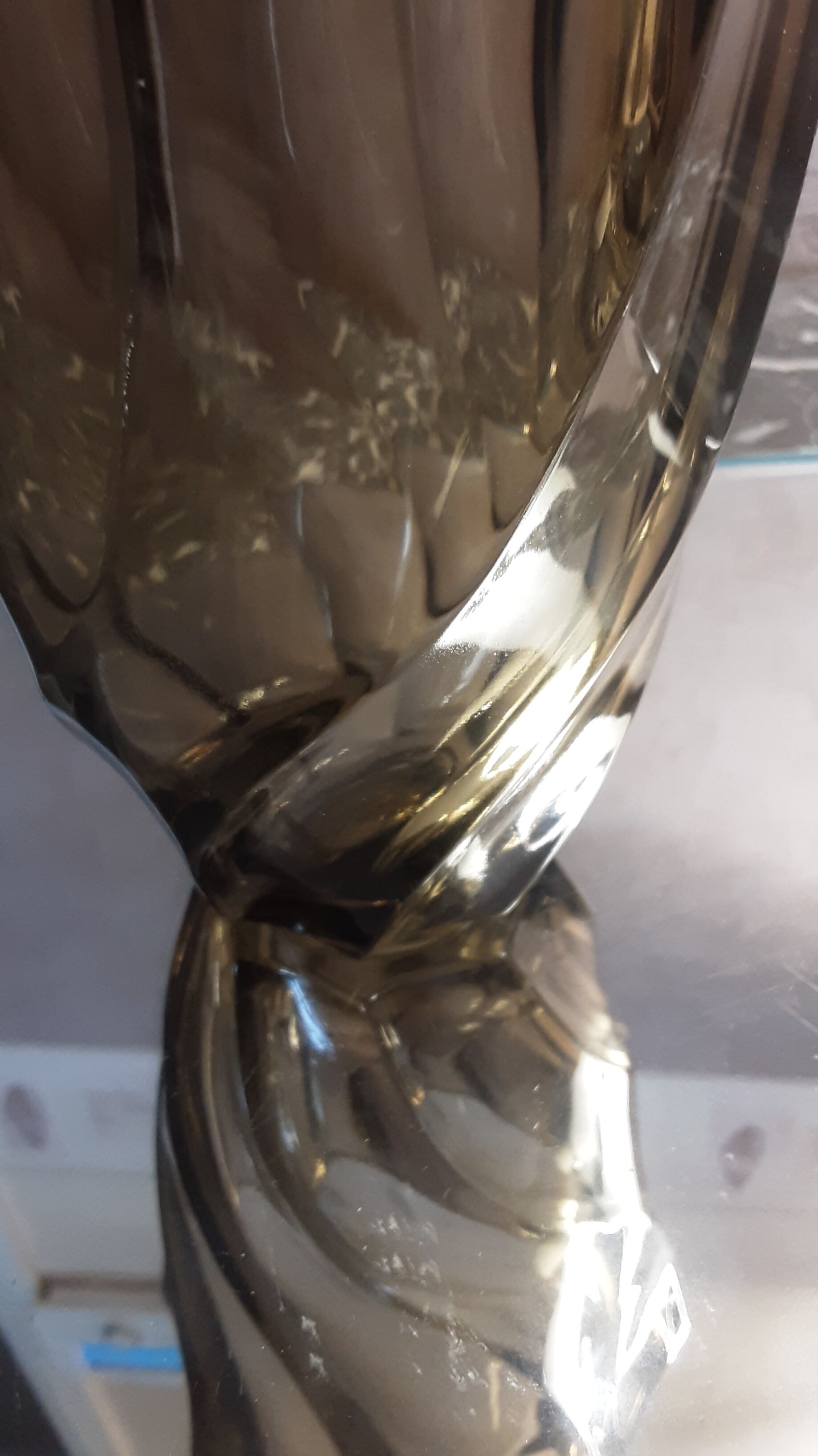 Vintage thick glass elipse vase