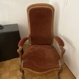 Voltaire armchair in cognac velvet