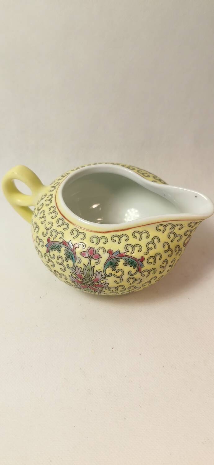 Vintage Chinese Yellow Porcelain Jug or Milk Jug. Signed