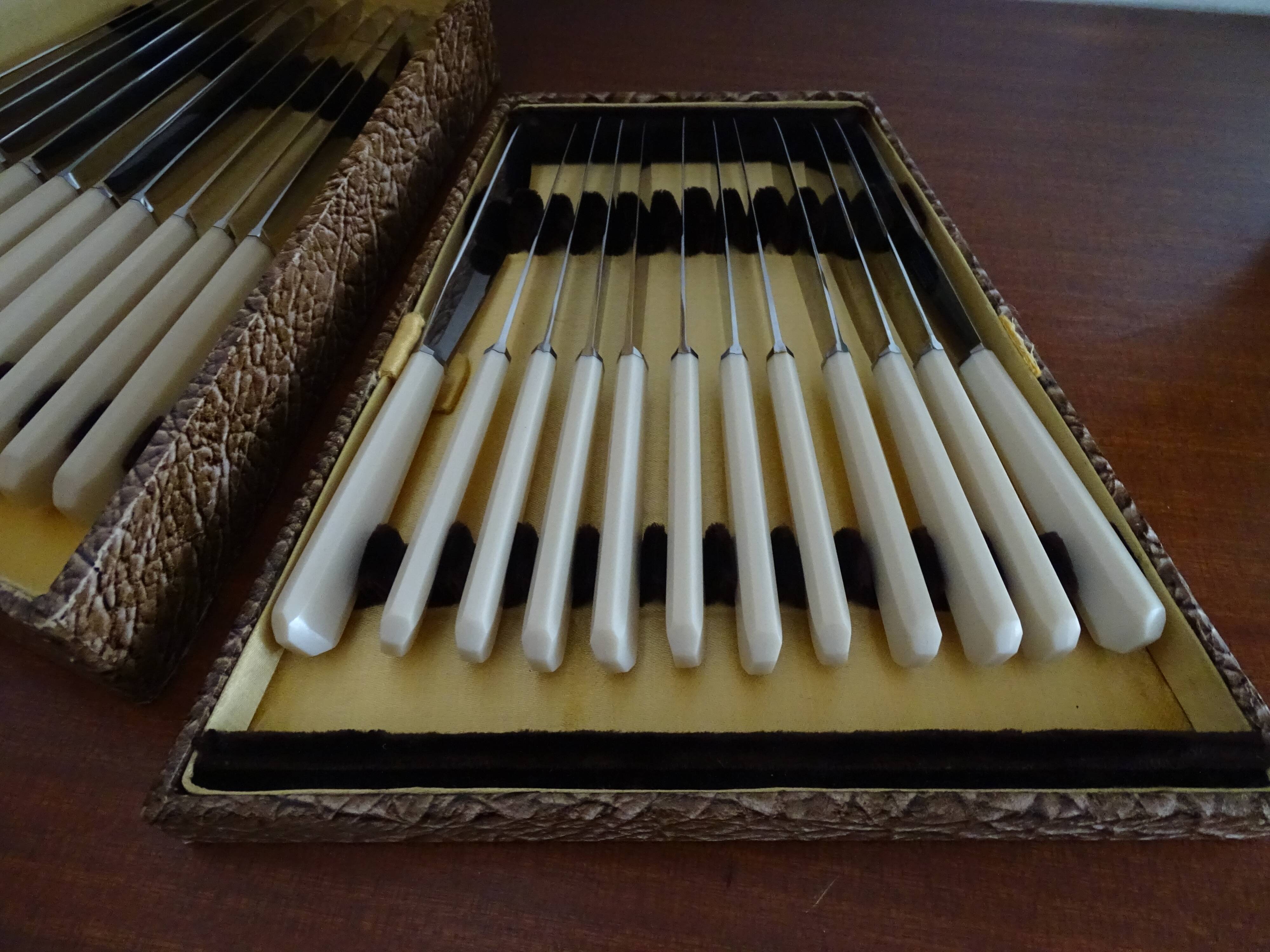 24 Art Deco knives Apollonox bakelite and stainless steel handles in case