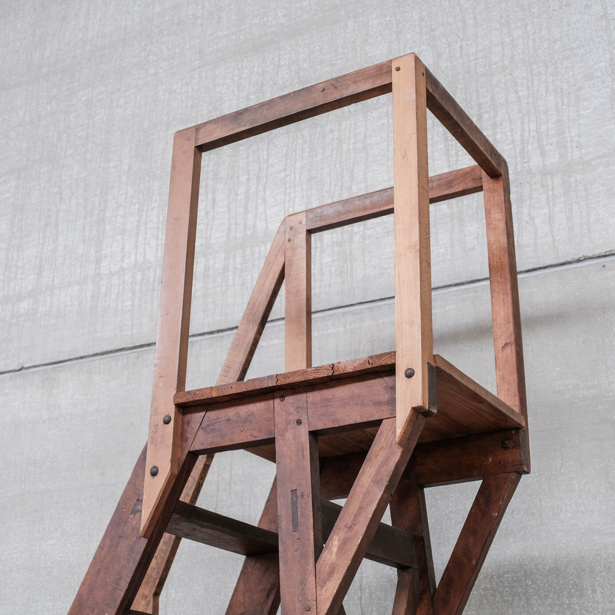 Antique industrial wooden french staircase