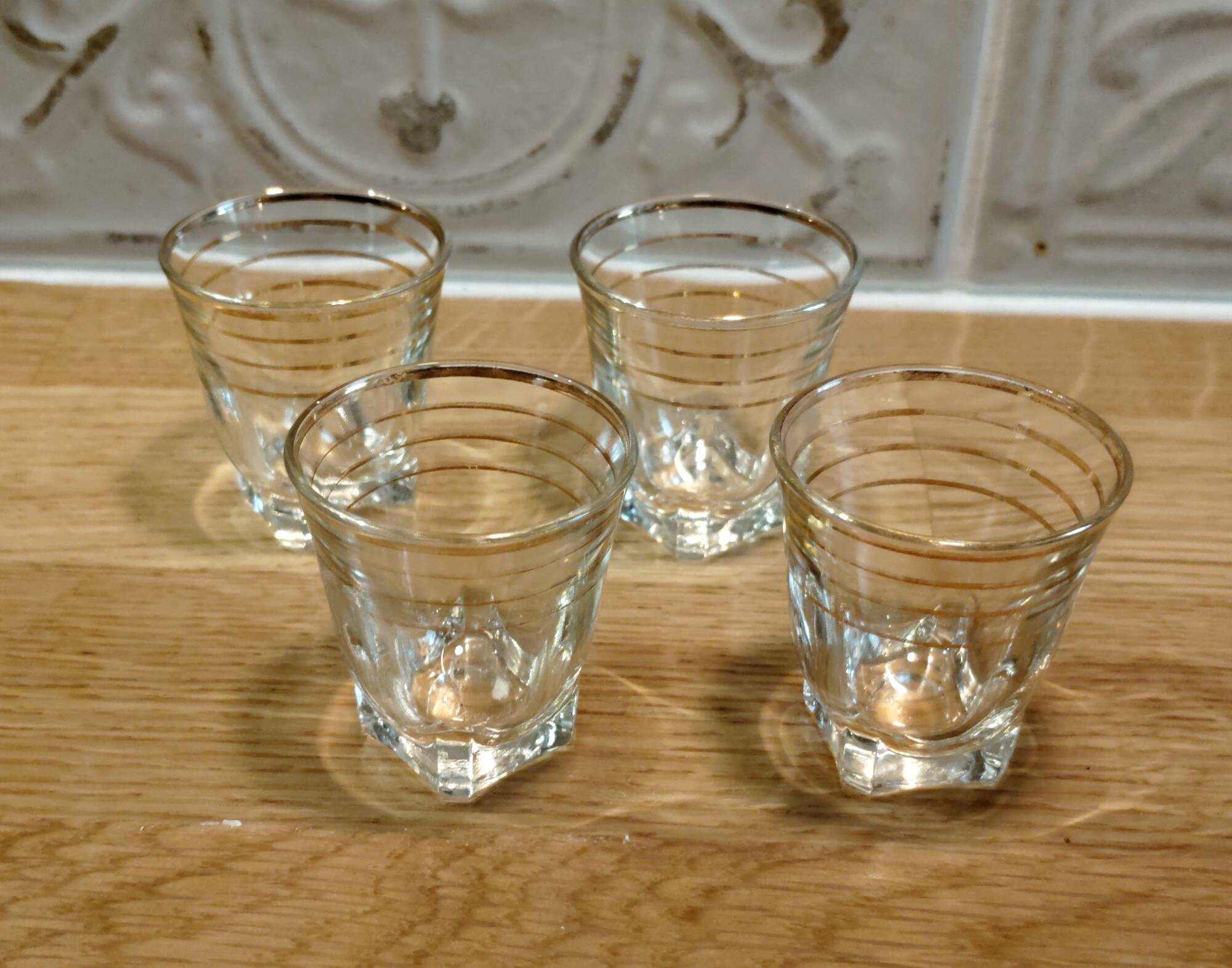 Ensemble de 4 Verres à Liqueur - Art Déco - Filets Dorés