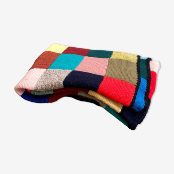Plaid couverture Granny square au crochet en laine fait à la main